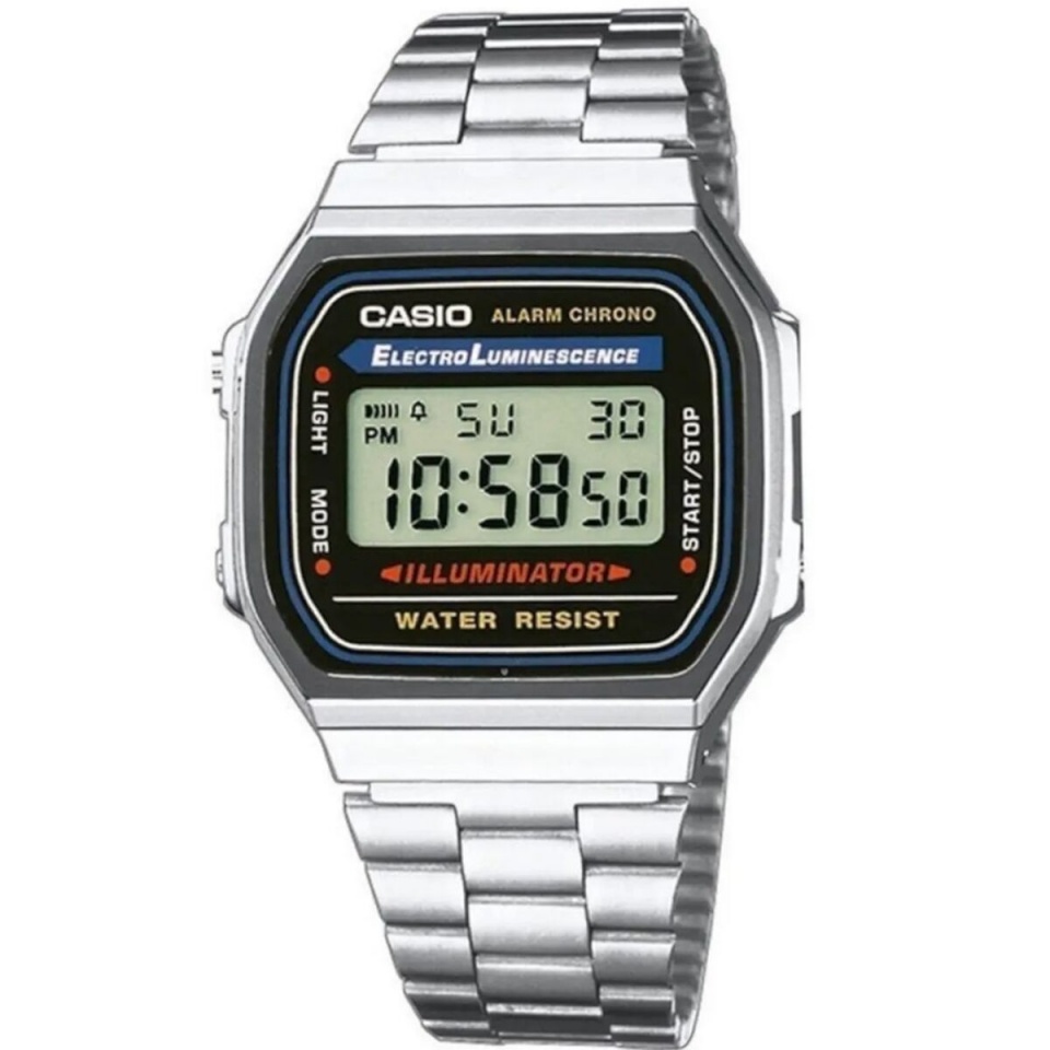 Casio unisex kell A168W-1 must Hõbedane (Ø 36 mm)
