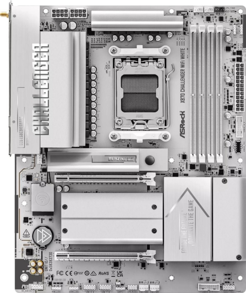 Asrock emaplaat X870 Challenger WiFi valge AM5 ATX HDMI/USB-C