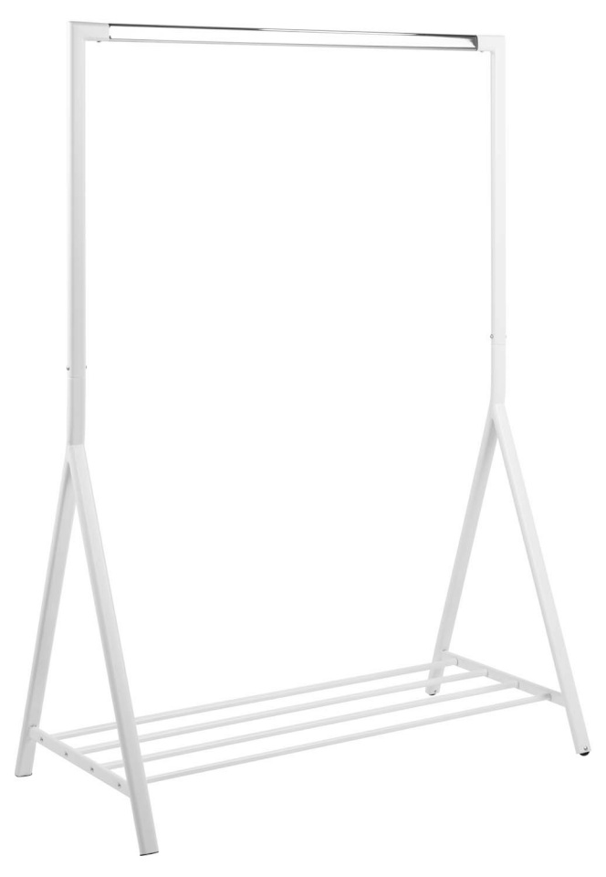 H4Y Riiete stange BRENT, jalatsiriiuliga, 117x59xH165cm, metall valge/ kroom