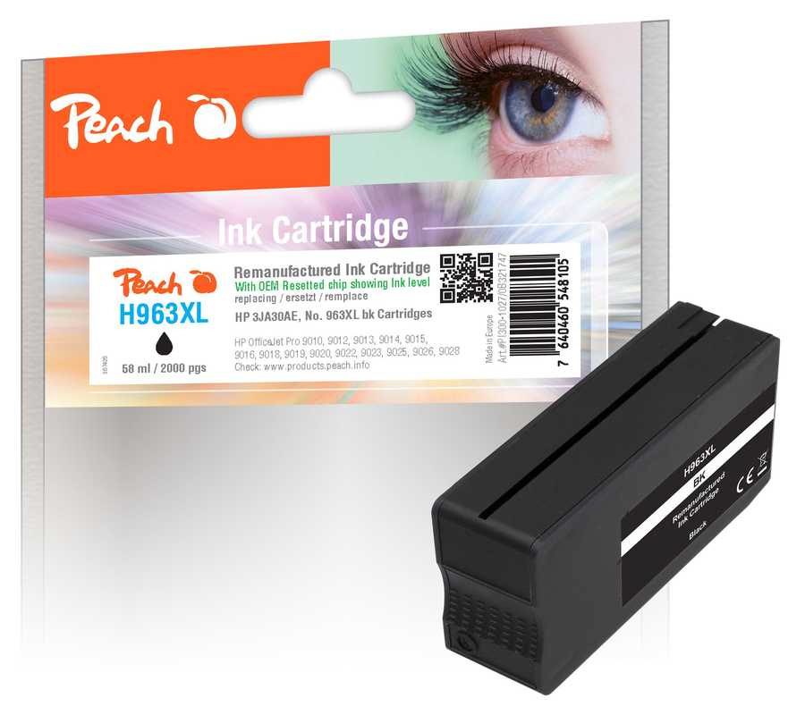 Peach tindikassett HP Nr.963XL 3JA30AE must OEM reset remanufactured