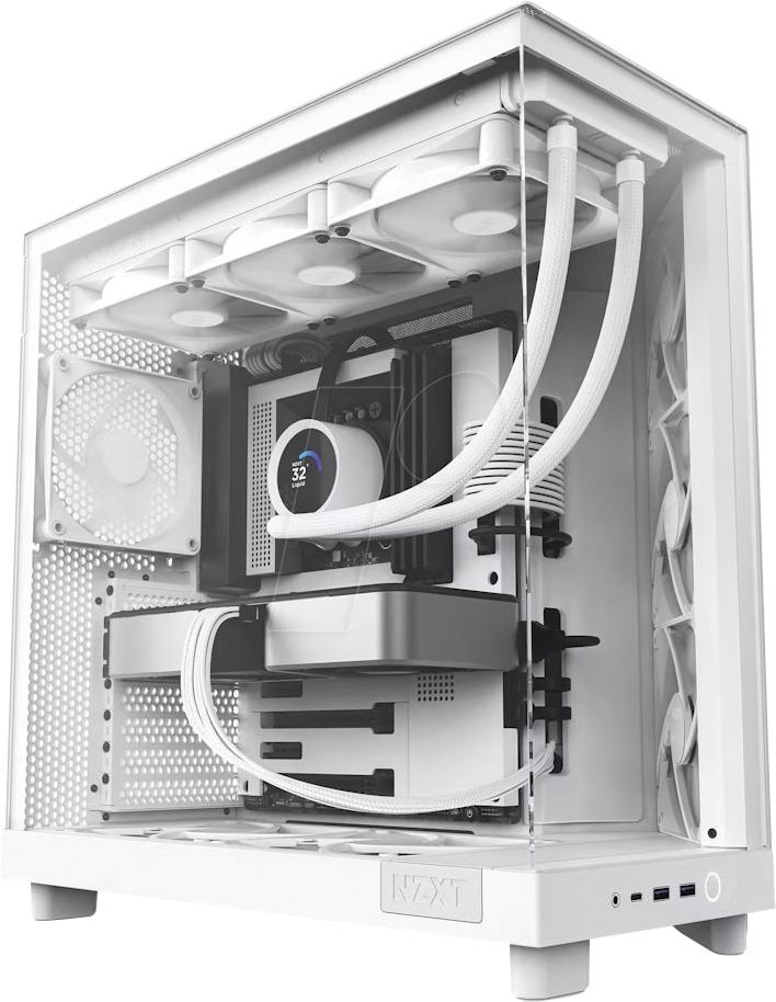 NZXT korpus H6 Flow (valge, Tempered Glass)