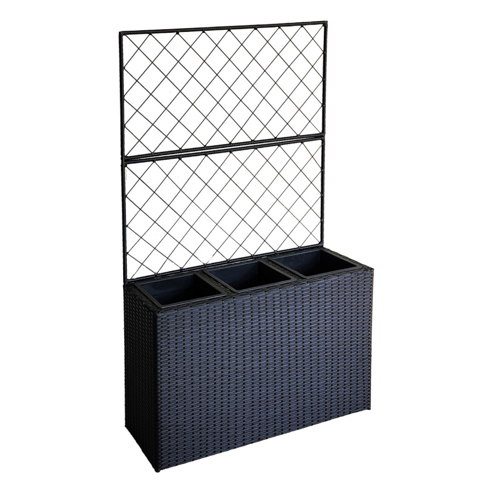 H4Y lillekast taimetoega Wicker, 83x29x146cm, must