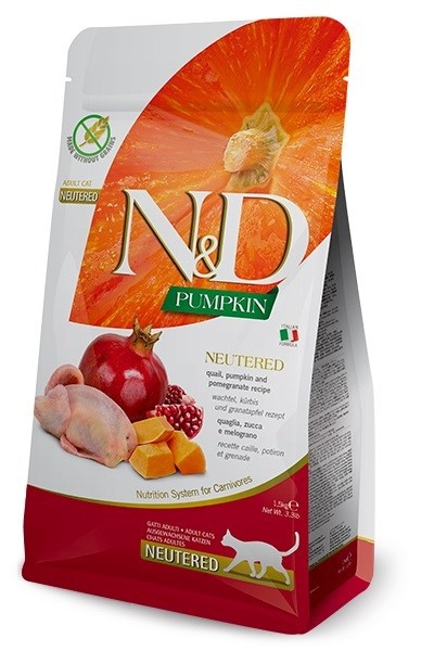 Farmina kuivtoit kassile Pumpkin N&D Neutered Quail - Dry cat Food- 5kg
