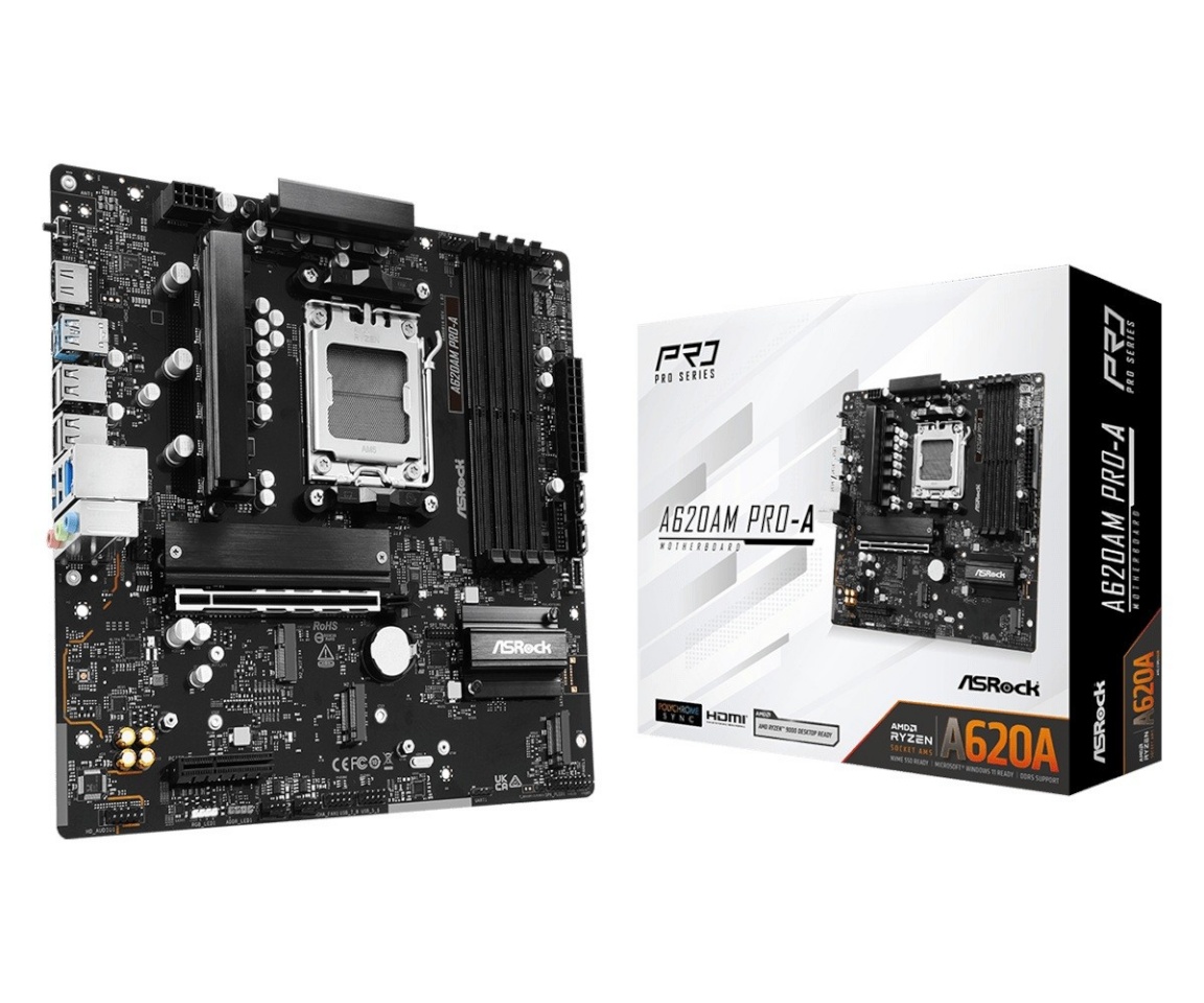 ASRock emaplaat A620AM PRO-A AM5, DDR5, M.2, mATX