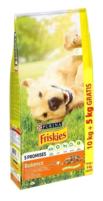 Purina Nestle kuivtoit koerale Friskies Balance Chicken with Vegetables, 10 + 5kg