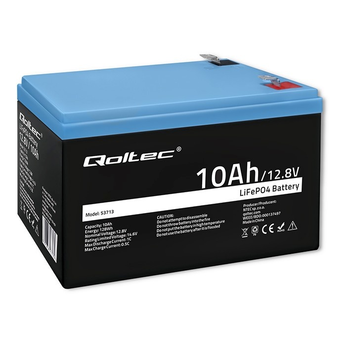 Qoltec patarei LiFePO4 10Ah 12.8V 128Wh BMS