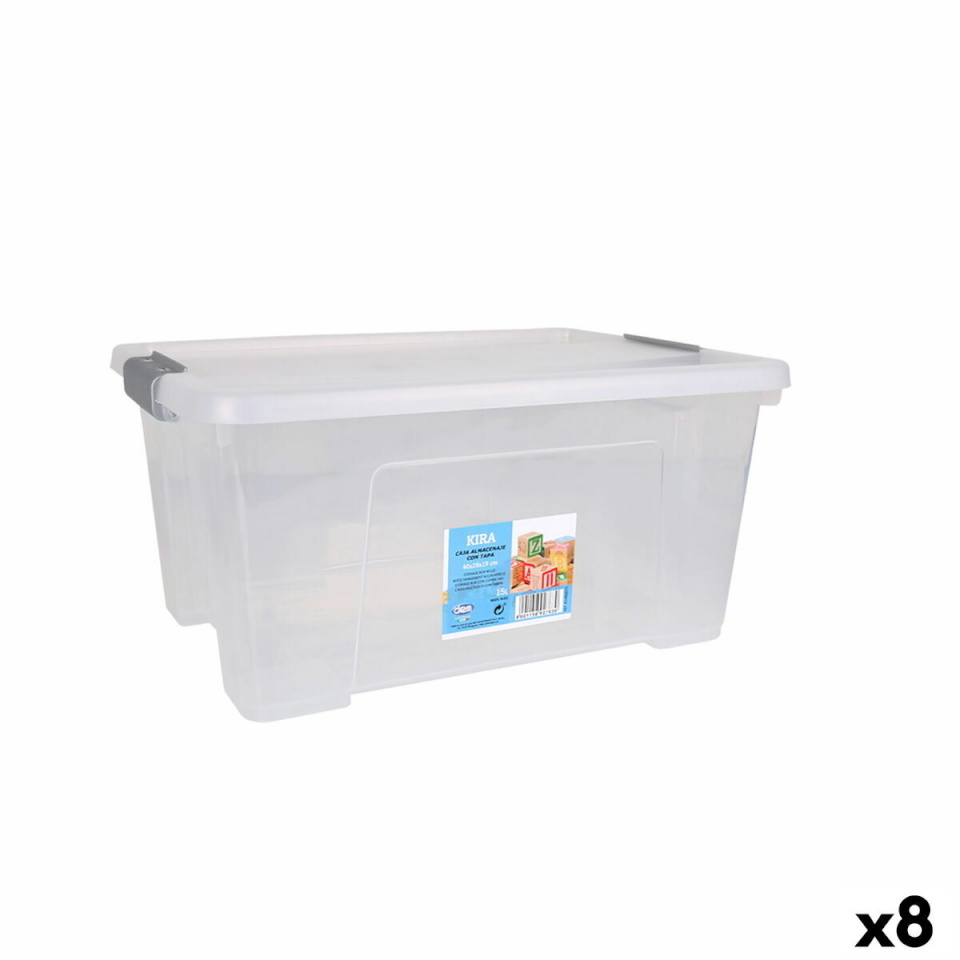 Dem kaanega säilituskarp Kira Plastmass läbipaistev 15 L 40x28x19cm (8tk)