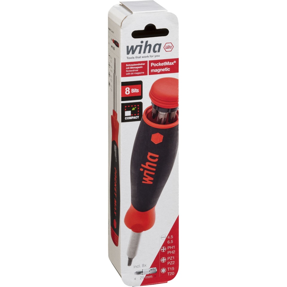 Wiha kruvikeeraja screwdriver with bit magazine PocketMax magnetic