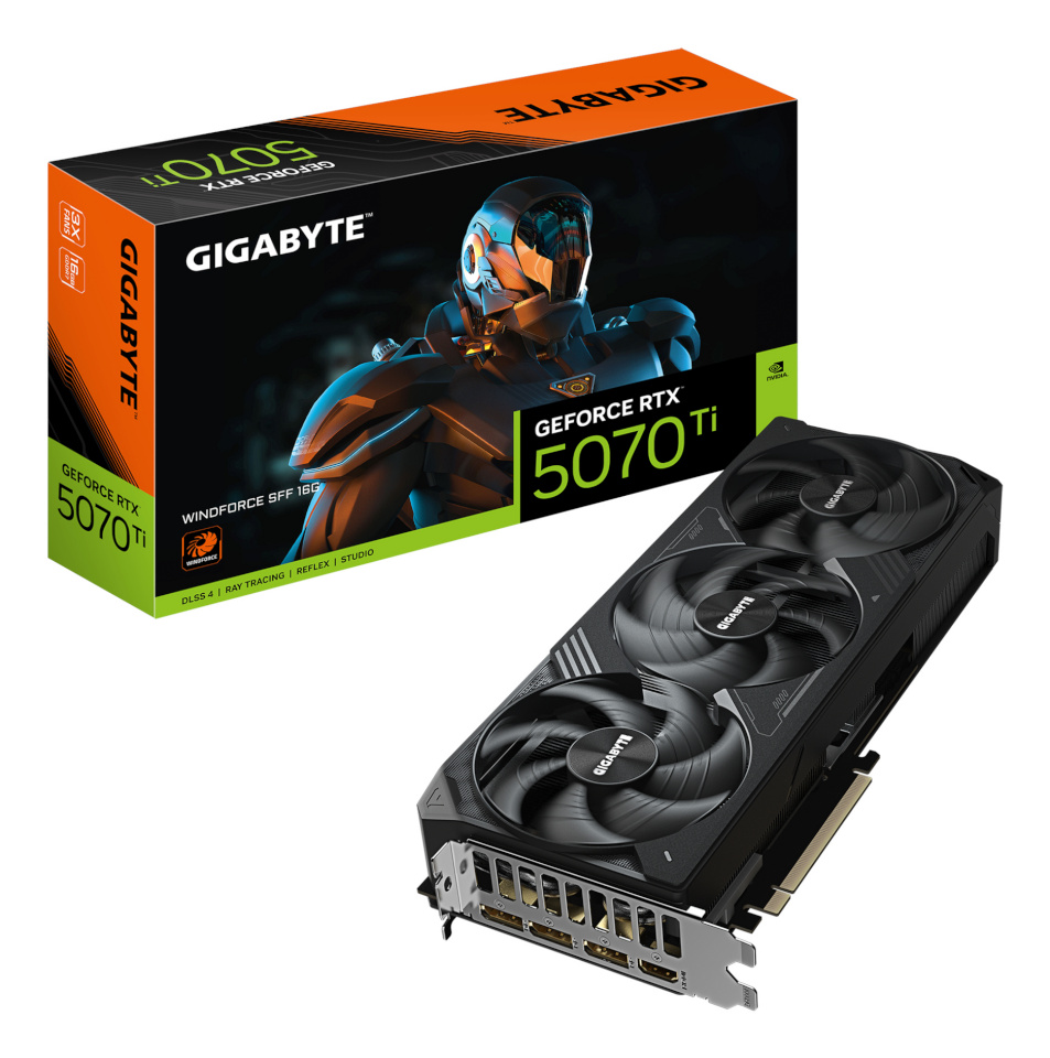 Gigabyte videokaart nVidia GeForce RTX 5070 Ti 16GB GDDR7 256bit PCIe 5.0 16x GPU 2452MHz triple Slot Fansink gv-n507twf3-16gd