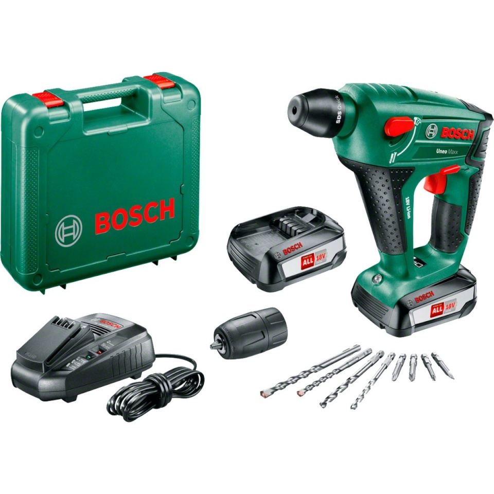 Bosch akutrell Uneo Maxx Cordless Hammer Drill 18 V, roheline/must