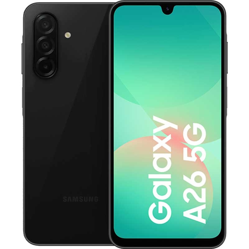 Samsung mobiiltelefon Galaxy A26 (A266) (must) Dual SIM 6.7“ Super AMOLED 1080x2340/2.4GHz&2.0GHz/128GB/6GB RAM/Android 15/WiFi,BT,5G