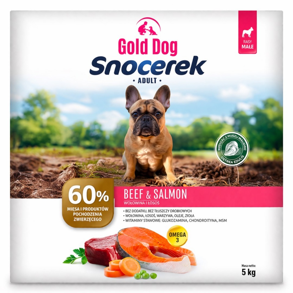 Gold Dog kuivtoit koerale Snocerek Beef and Salmon, 5kg