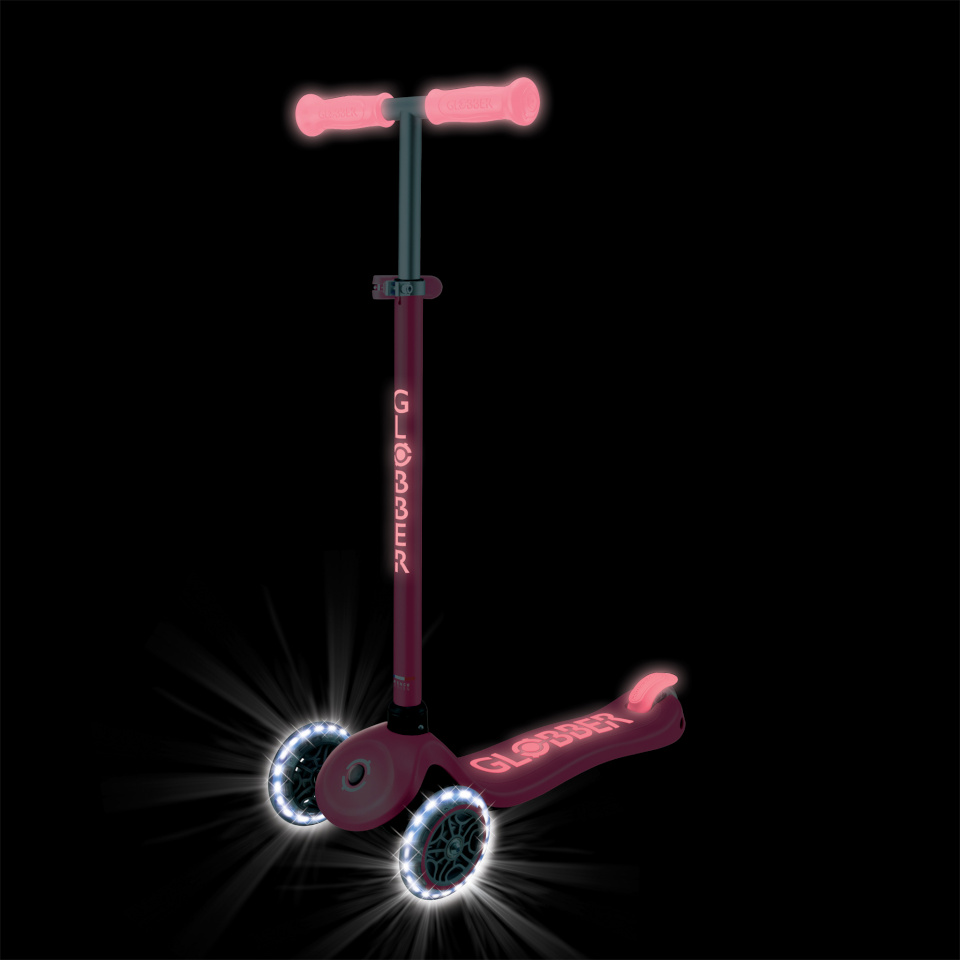 Globber tõukeratas Primo Plus Glow Lights, korallroosa, 443-110
