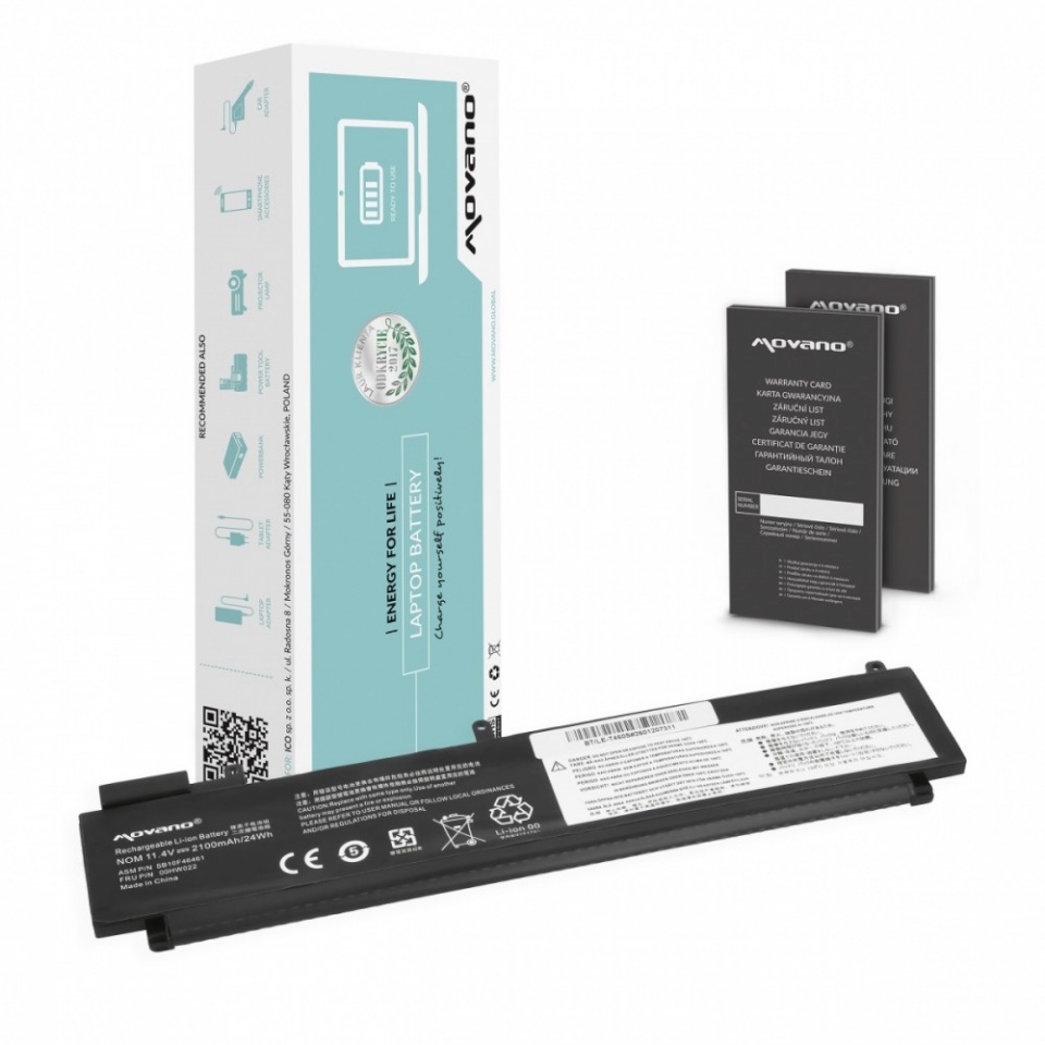 Movano sülearvuti aku L17L3P71 01AV478 for Lenovo Thinkpad T480s - 4650 mAh (54 Wh)