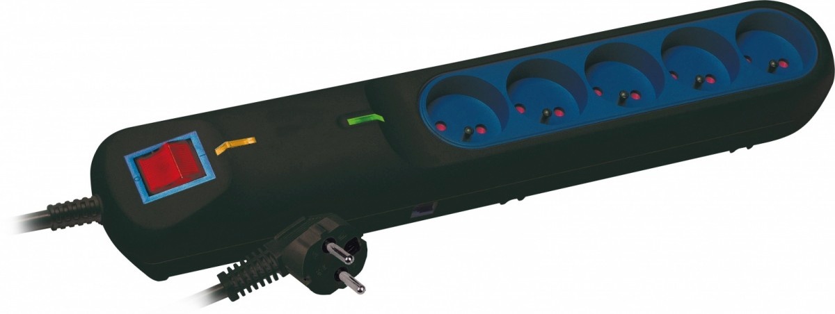 Lestar pikendusjuhe LF-2005 Surge Protector Power Strip, 3 Outlets, 5 m, must