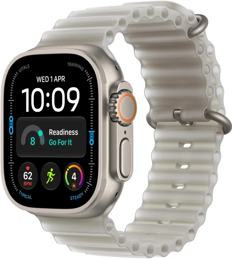 Apple Watch Ultra 4 49mm, GPS + Cellular, Natural Titanium, Grey Ocean Band, hall