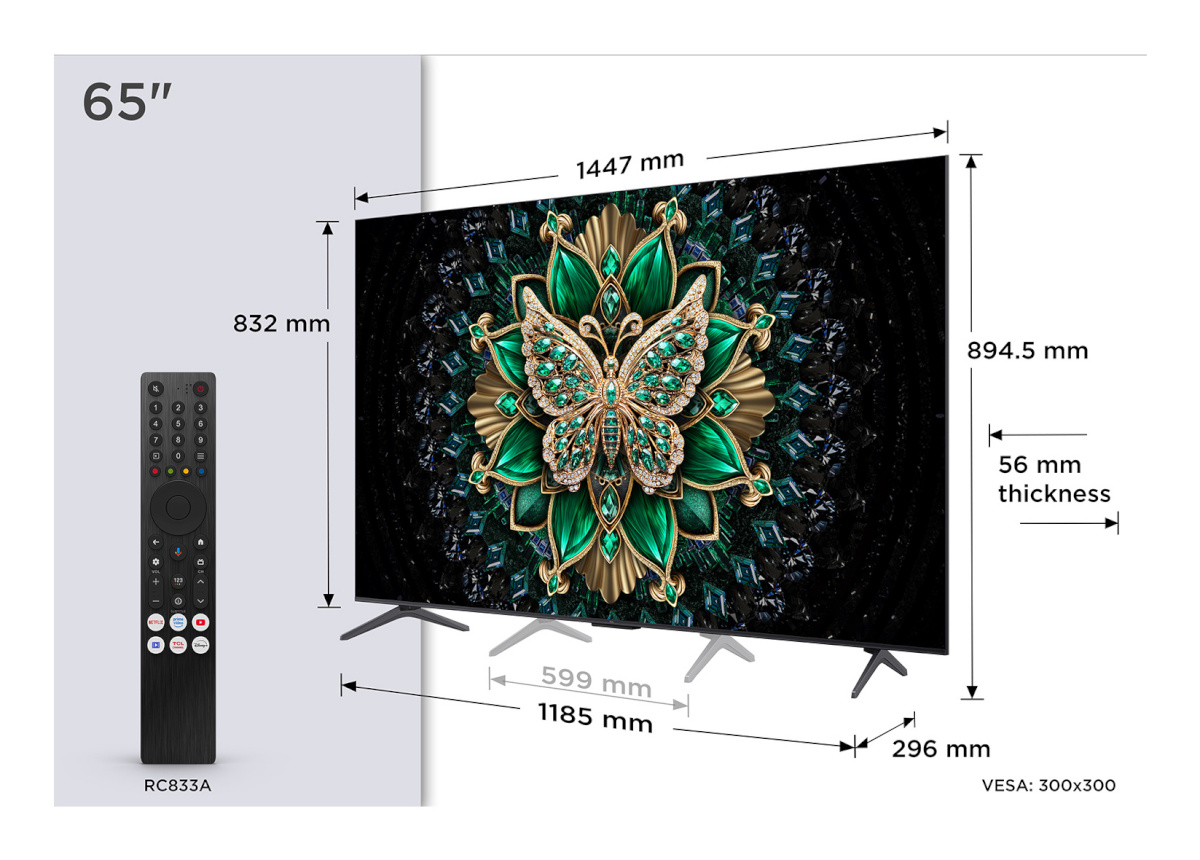 TCL televiisor 65C69K TV 165.1 cm (65") 4K Ultra HD Smart TV Wi-Fi Metallic