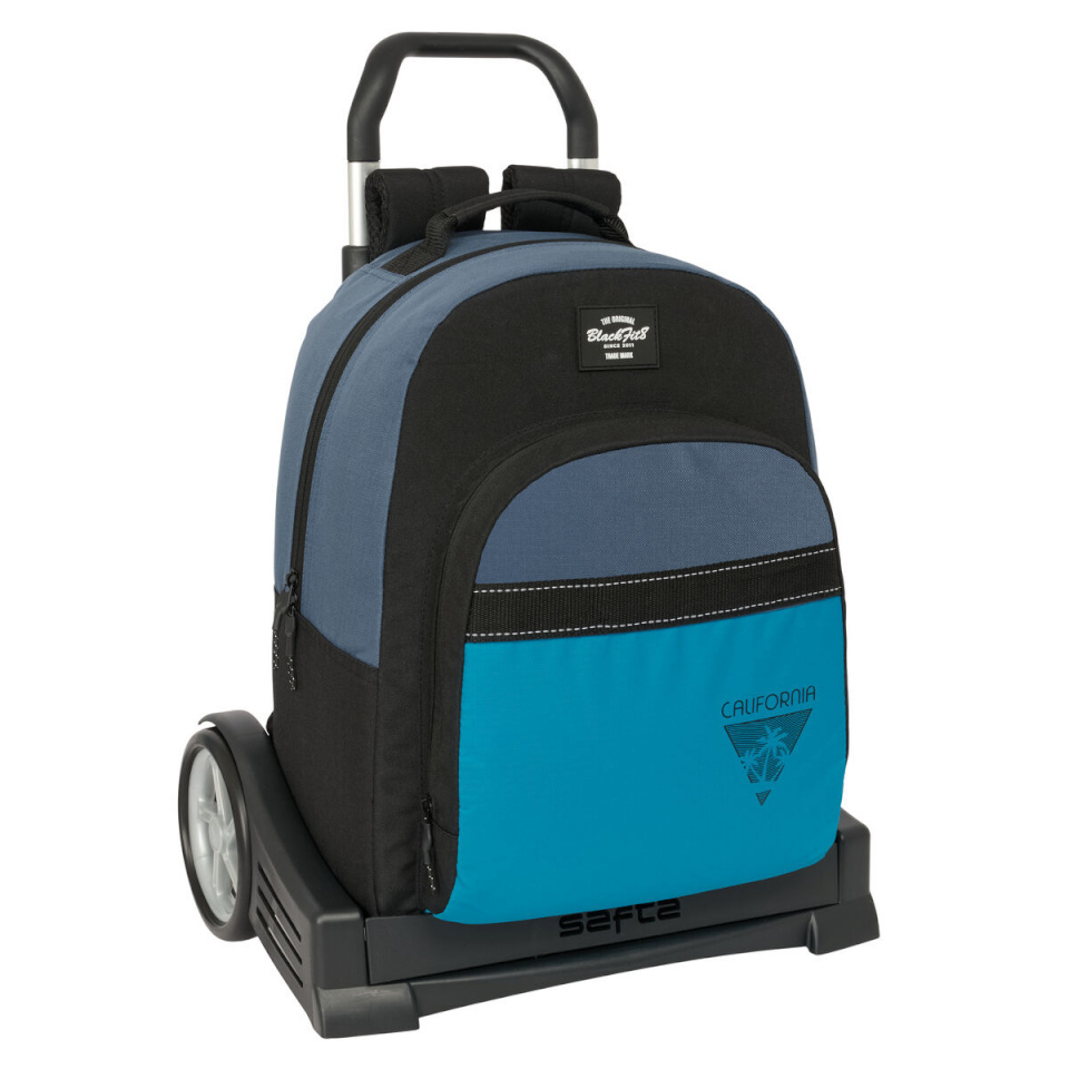 BlackFit8 ratastega koolikott California sinine must 32x42x15cm