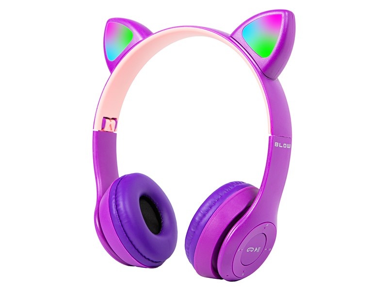 BLOW kõrvaklapid Wireless headset Bluetooth 5.0 LED for kids purple ears