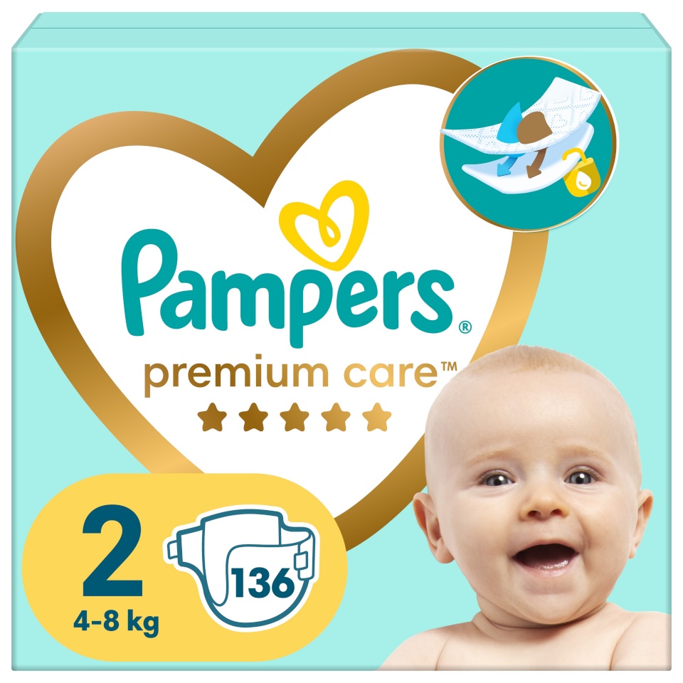 Pampers mähkmed Premium Care Teipmähkmed, suurus 2, 136 tk, 4-8kg