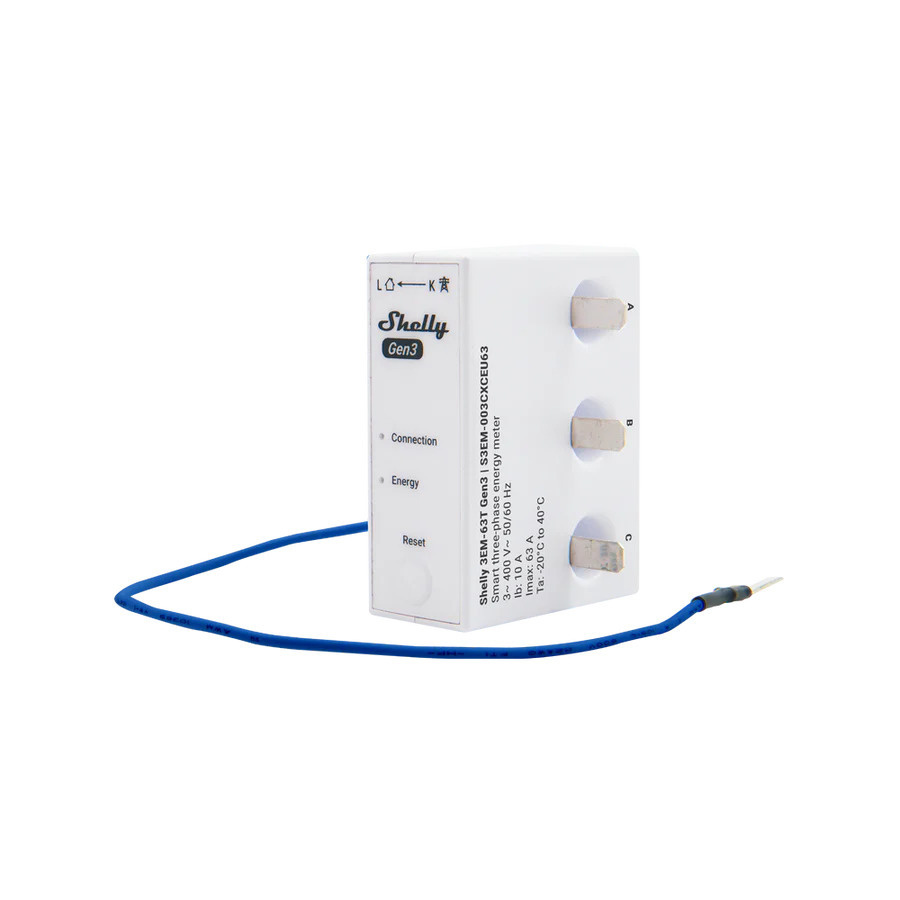 Shelly 3EM-63T Gen3 energiamõõtja WiFi-võrgu jaoks