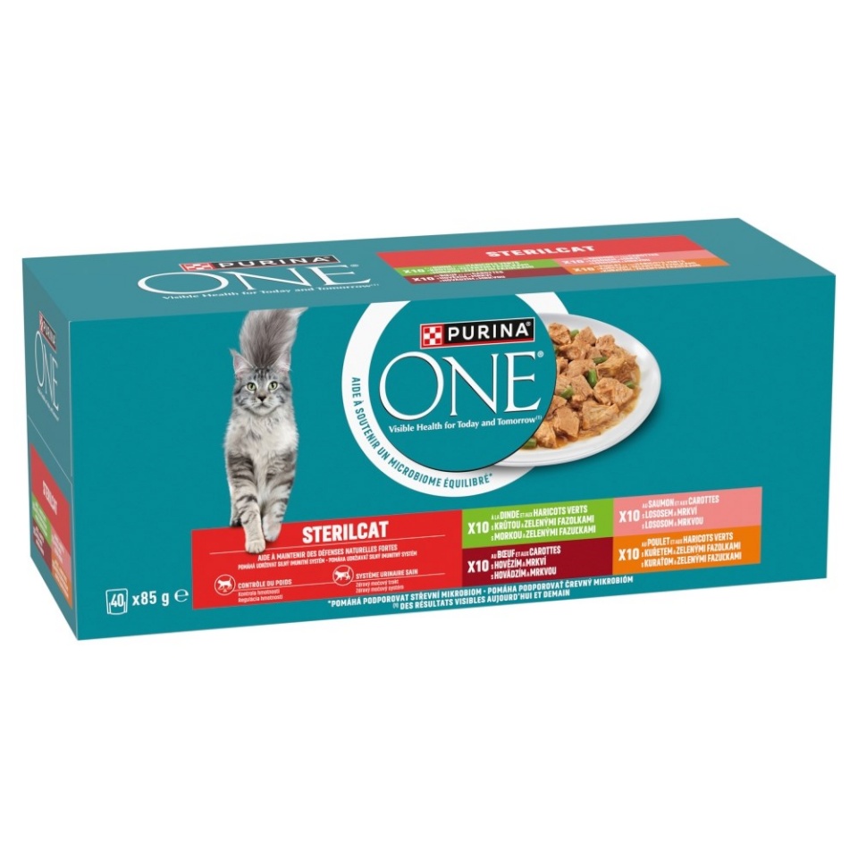 Purina Nestle kassitoit One Sterilcat Beef, Salmon, Chicken, Turkey, 40x85g