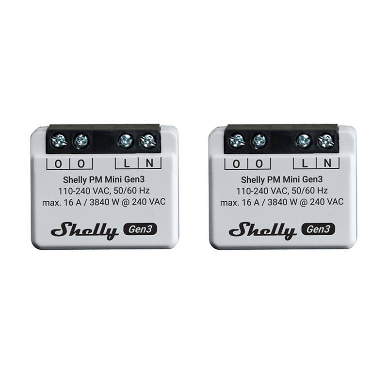 Shelly nutikodu moodul PM Mini Gen3 Set of 2 Controllers, WiFi/Bluetooth, 2tk, valge