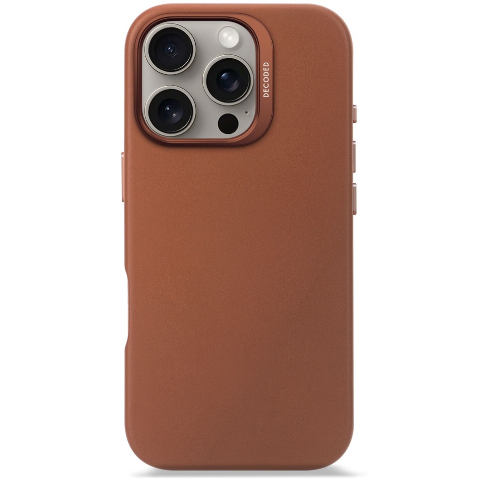 Decoded kaitsekest Leather Backcover iPhone 16 Pro Tan
