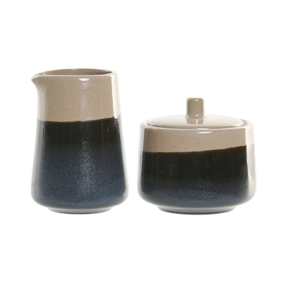 Home Esprit Piimakann ja suhkrutoos sinine hall Portselan 250 ml 9x9x8,4cm 2 Tükid, osad