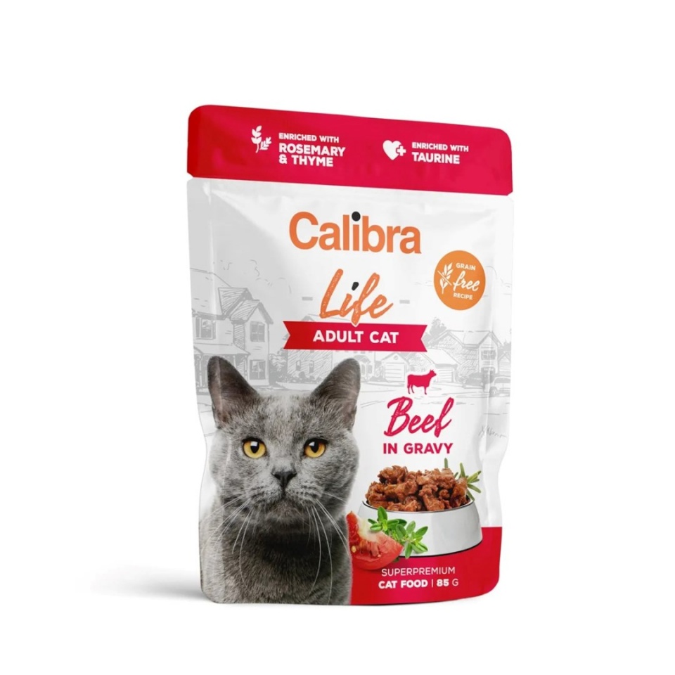 Calibra kassitoit Cat Life Adult Beef in Gravy, 85g