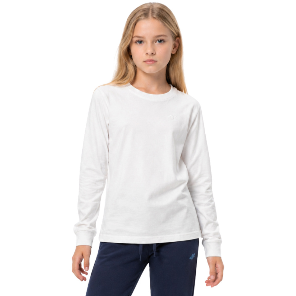 4F T-särk tüdrukutele Longsleeve F460 valge 4FJWMM00TLONF460 10S suurus 128cm