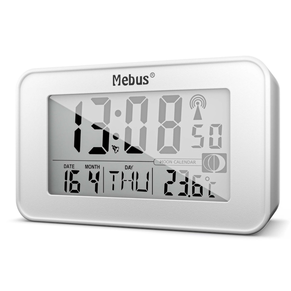 Mebus äratuskell 51461 Radio Alarm Clock, valge
