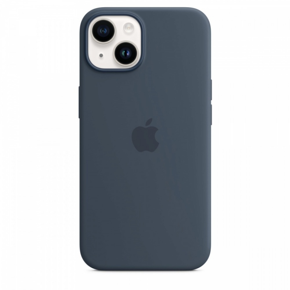 Apple kaitsekest Silicone case with MagSafe for iPhone 14 - storm Blue