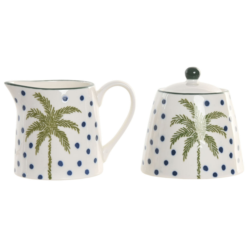 Home Esprit Piimakann ja suhkrutoos sinine roheline Portselan 11x7,6x7,8cm 2 Tükid, osad