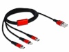 Delock USB-A to Micro USB, Lightning, USB-C 1 m, must/punane