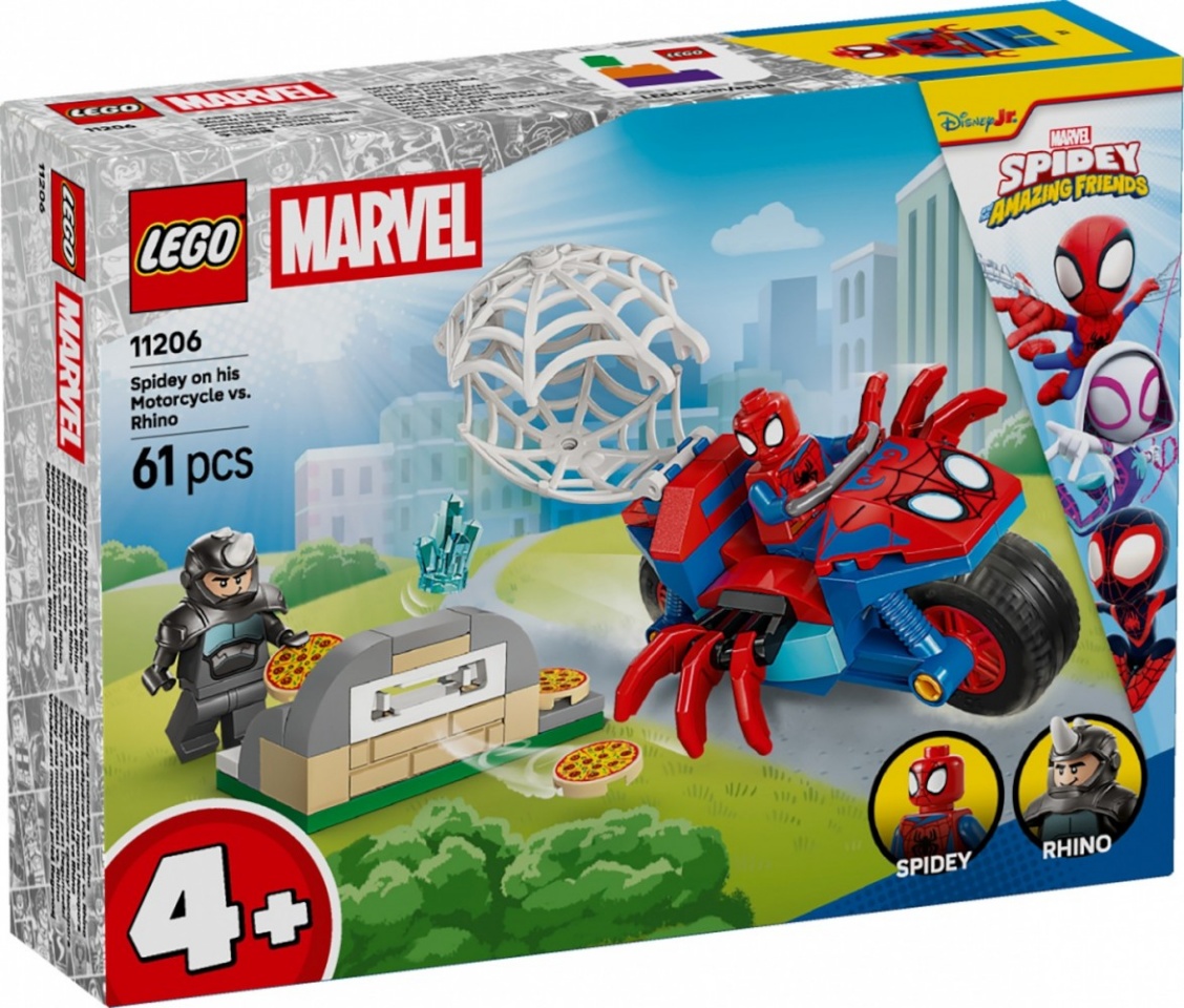 LEGO klotsid 11206 Marvel Spidey und seine Super-Freunde Spidey auf Motorrad vs. Rhino