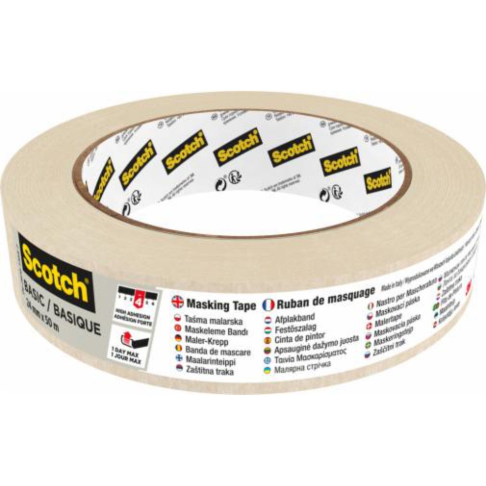 3M maalriteip Scotch Masking Tape Basic 24mm x 50m beež 2010/24
