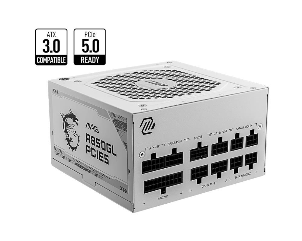 Msi Modular power supply MAG A850GL PCIE5 850W 80PLUS kuldne valge