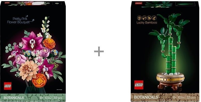 LEGO Botanicals 10342 Pretty Pink Flower Bouquet + 10344 Lucky Bamboo