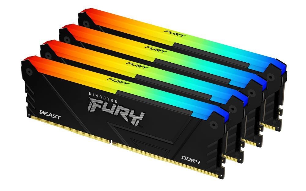 Kingston mälu Pamięć DDR4 Fury Beast RGB 64GB(4x16GB) 3600MHz CL18