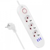 Maclean pikendusjuhe Power strip MCE394W 3 sockets 3xUSB, 110-240V AC 50/60, 2.1A max 2500W, valge
