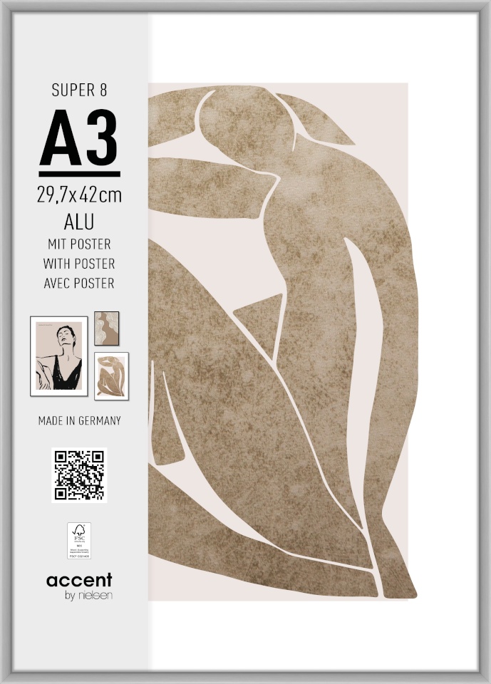 Nielsen Design pildiraam Nielsen Photo Frame Metal 5424124 Super 8 Matt hõbedane 29.7x42 cm
