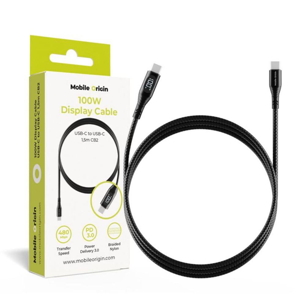 Mobile Origin laadimiskaabel 100W Display Cab USB-C to USB-C CB2 1.5m