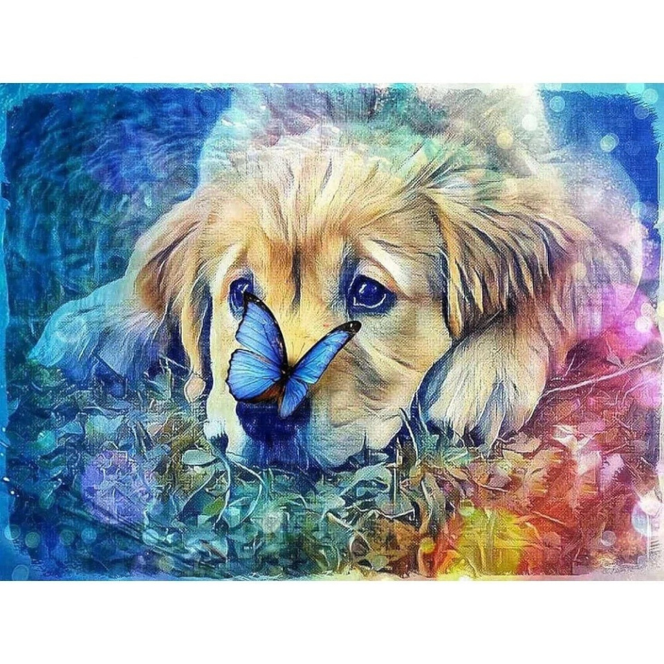 Norimpex teemantmaal Diamond Mosaic - Pies with motylem