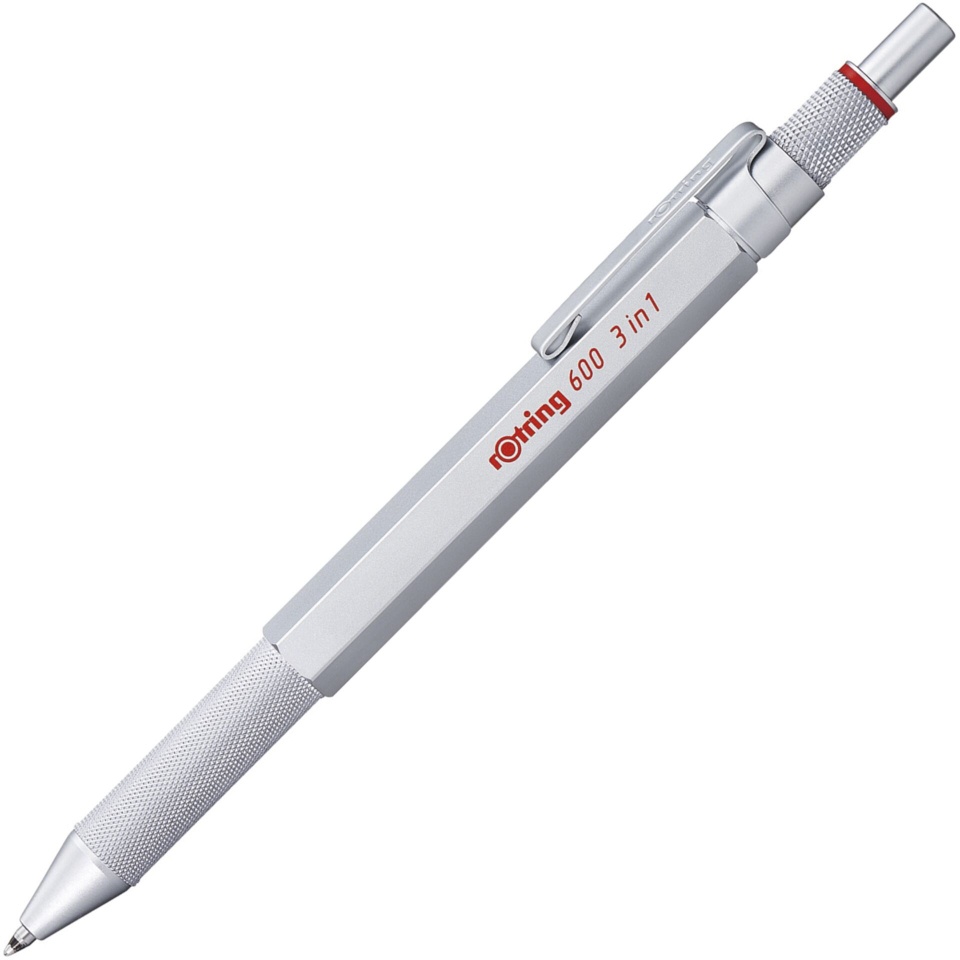 Rotring pastapliiats 600 Multipen 3in1 Fine-lead Pen, Ball Pen, hõbedane