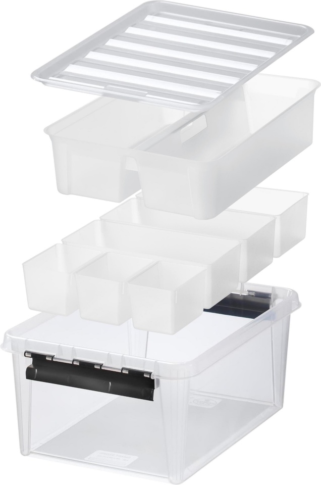 Orthex säilituskast kaanega SmartStore Classic 15 Storage Box with Lid + 7 Interior Parts, läbipaistev
