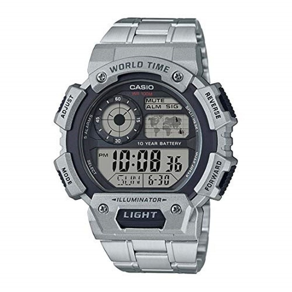 Casio meeste kell ILLUMINATOR WORLDTIME must Hõbedane (Ø 48 mm)