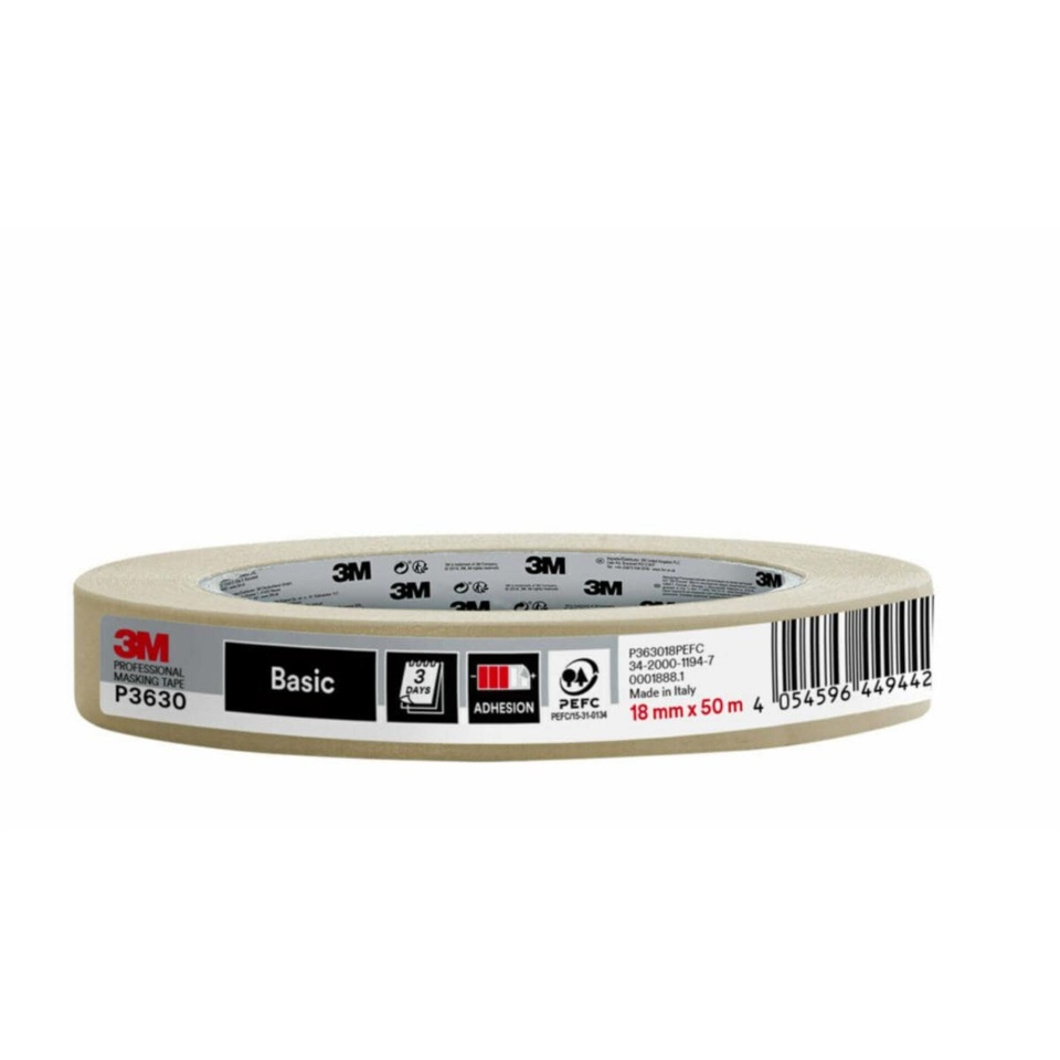 3M maalriteip Scotch Masking Tape PRO 18mm x 50m beež P3630