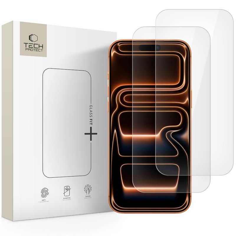 SZKŁO HARTOWANE Tech-Protect GLASS FIT+ 2-PACK iPhone 16 Pro / 17 / 17 Pro CLEAR