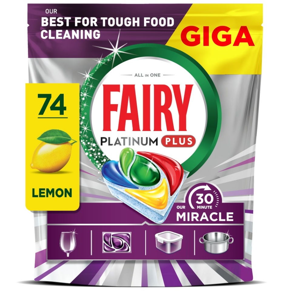 Fairy nõudepesumasina tabletid Our 30 Minute Miracle Platinum Plus, 74tk